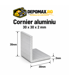 Cornier aluminiu 30 x 30 x 2 mm, 6 metri (EN AW-6060)